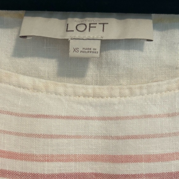 LOFT linen Pink and Cream Striped Top - Picture 3 of 4